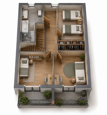 Exklusives Neubauprojekt - modernes Reihenhaus in Ennepetal - Echaus - Grundriss OG mit Balkon